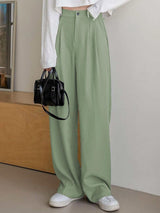 Kotty Women Straight Fit High-Rise Easy Wash Pleated Trousers