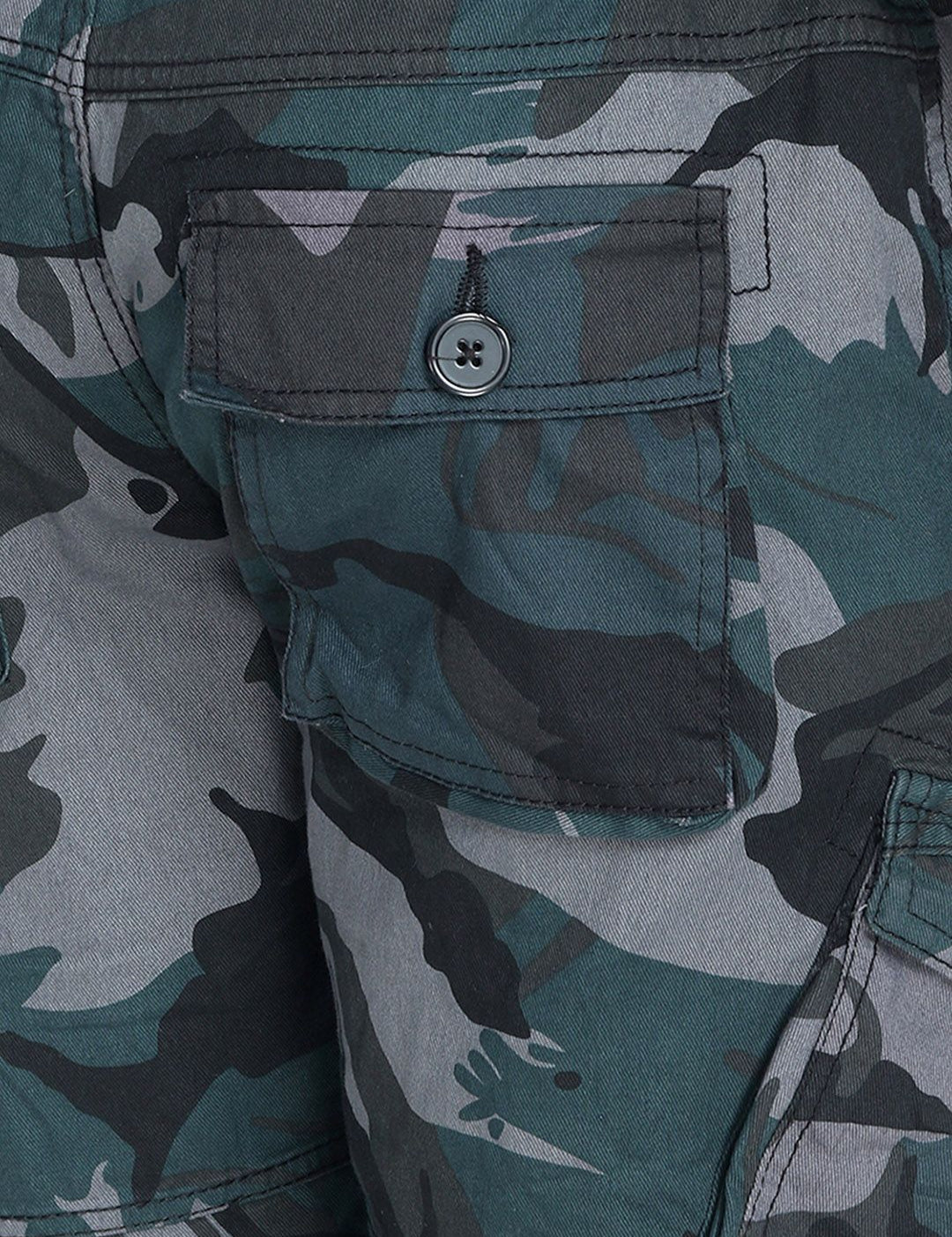 Kotty Men Teal Printed Regular Fit Cargo Shorts