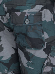 Kotty Men Teal Printed Regular Fit Cargo Shorts
