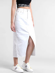 Kotty Women White Solid Straight Skirt 