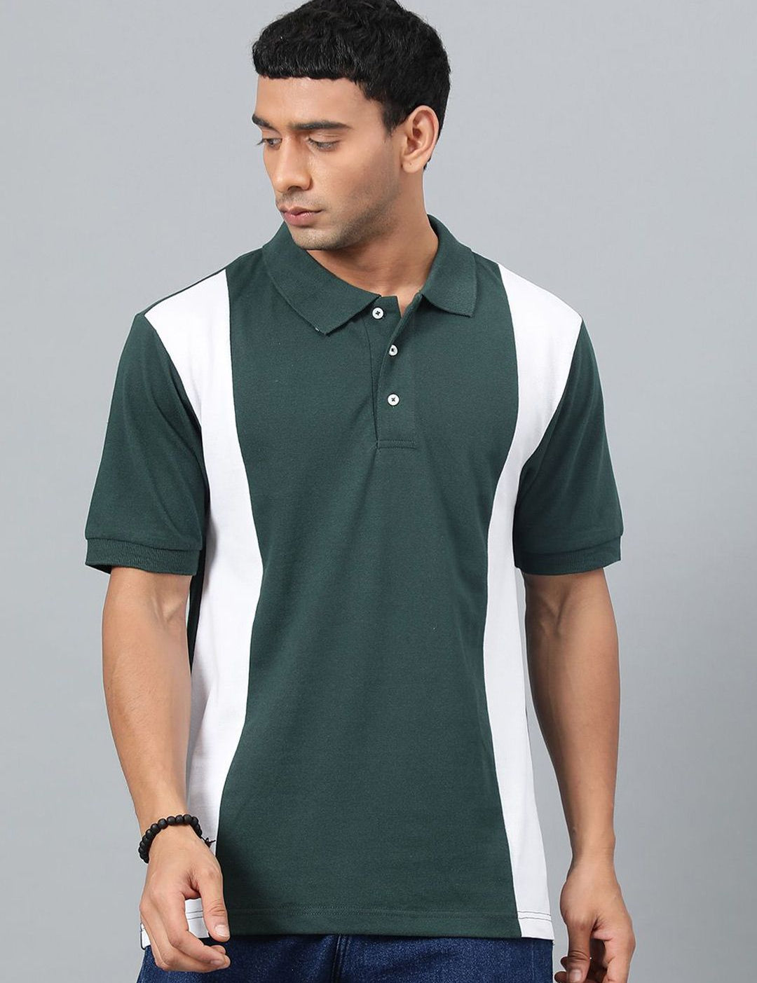 Kotty Men Colourblocked Polo Collar T-shirt
