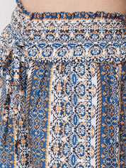 Kotty Women Blue Printed Relaxed High-Rise Easy Wash Trousers