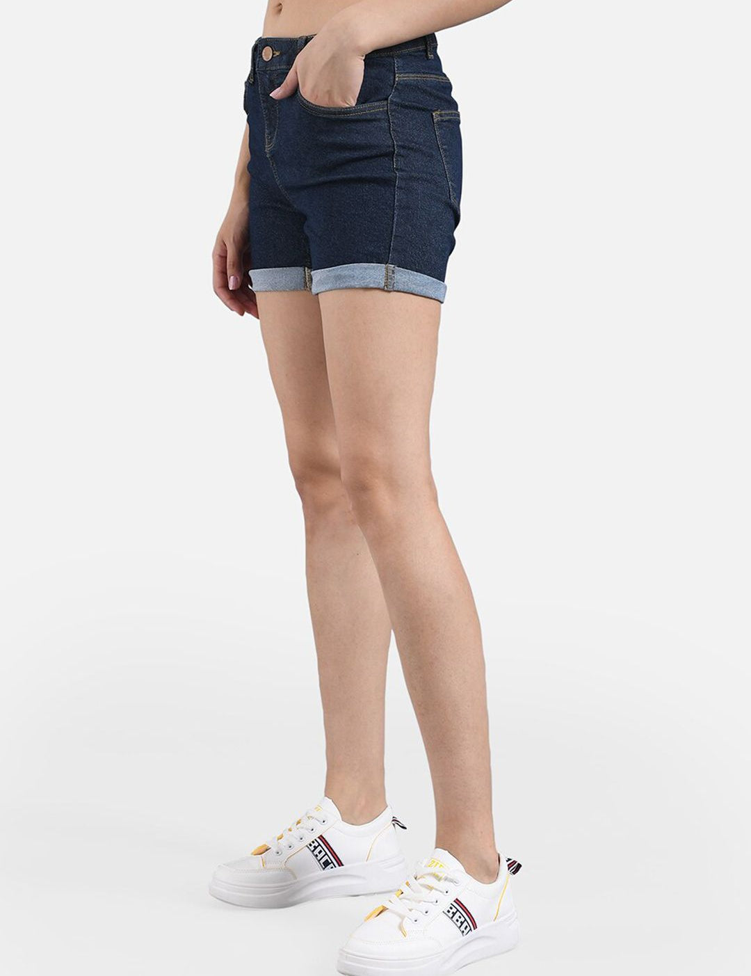 Kotty Women Blue Solid Skinny Fit Denim Shorts