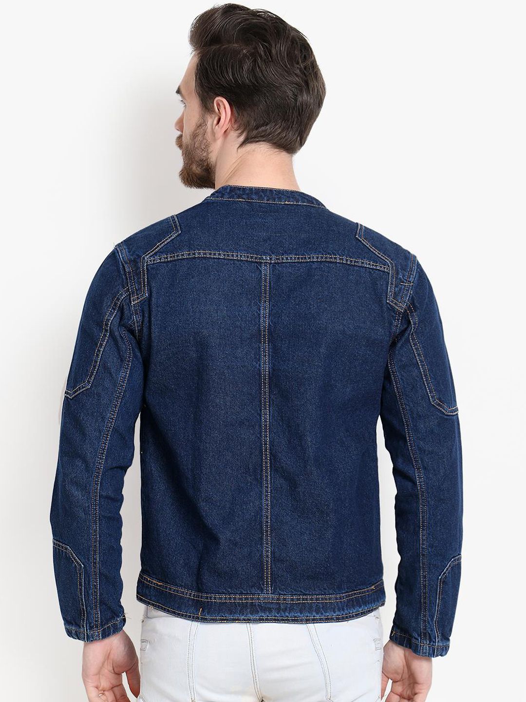 Kotty Men Blue Solid Denim Jacket