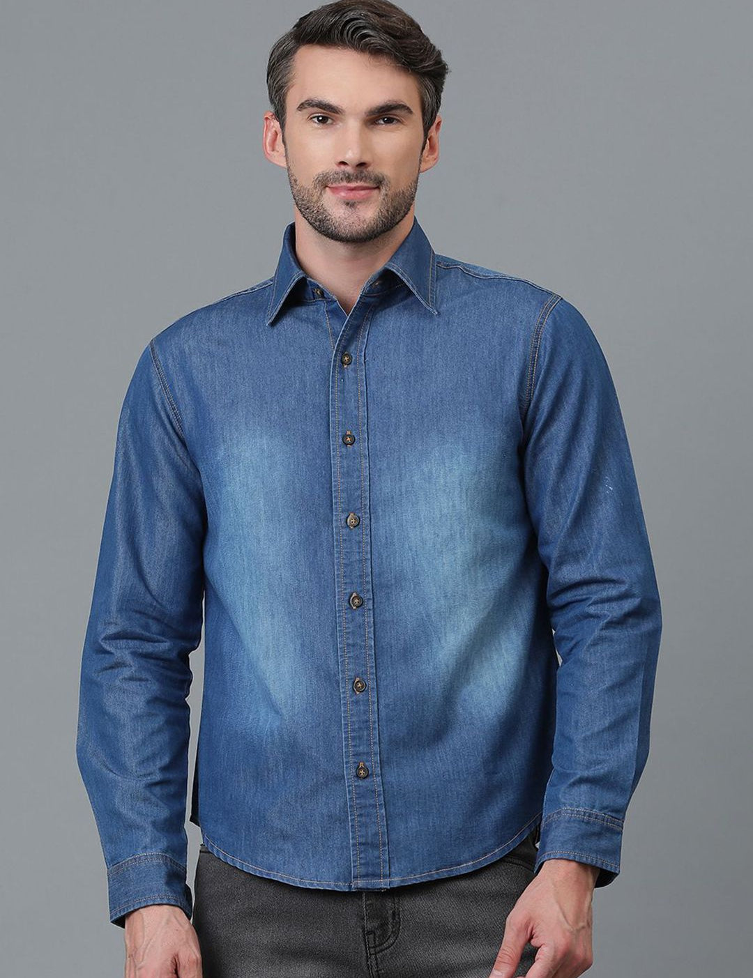 Kotty Men Faded Spread Collar Casual Shirt