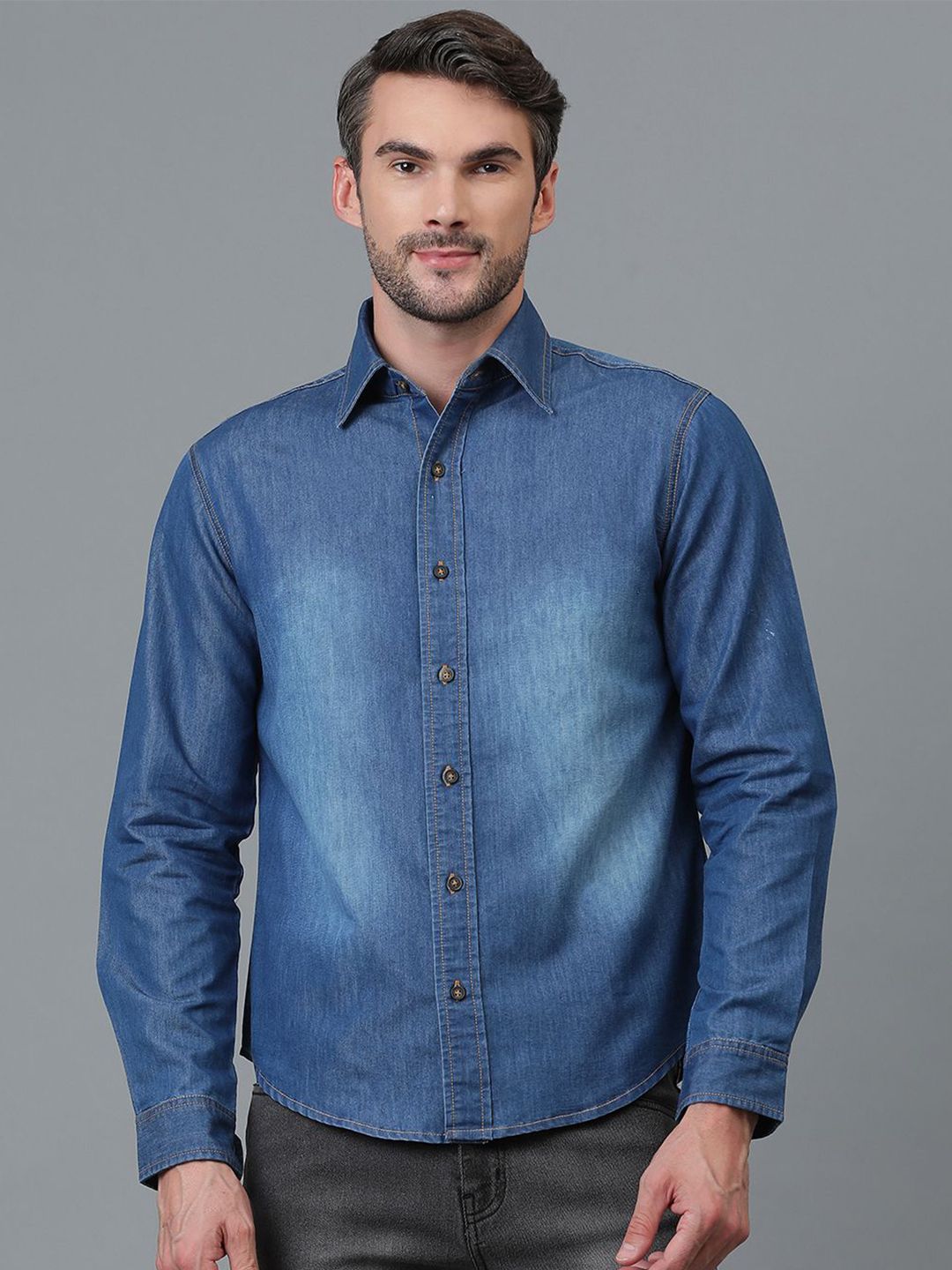 Kotty Men Faded Spread Collar Casual Shirt