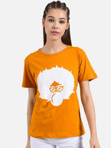 Kotty Women Yellow & White Printed Round Neck T-shirt