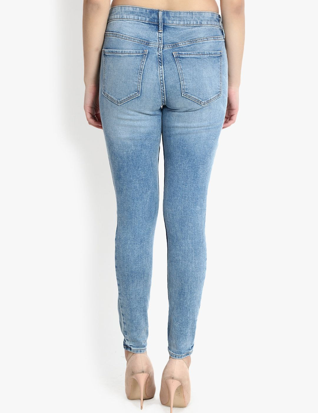 Kotty Women Blue Skinny Fit Mid-Rise Mildly Distressed Jeans