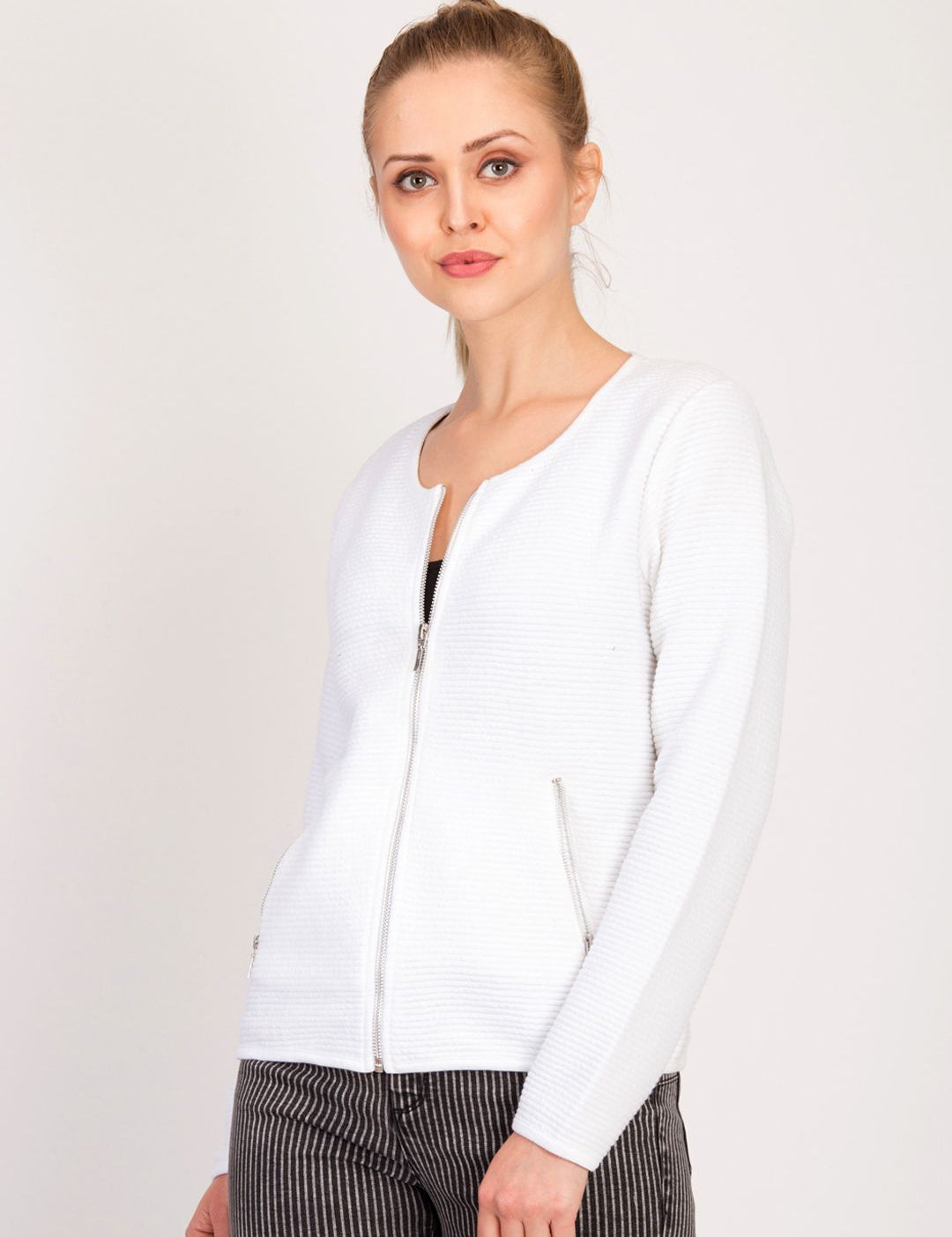 Kotty Women White Self Design Tailored Jacket