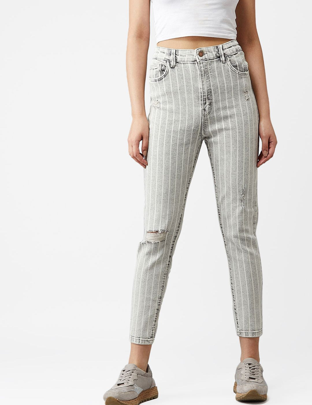 Kotty Women Grey Skinny Fit High-Rise Mildly Distressed Jeans