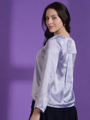 KOTTY BIZwear V-Neck Long Sleeves Satin Top