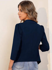 Kotty Navy Blue Shawl Collar Open Front Jacket