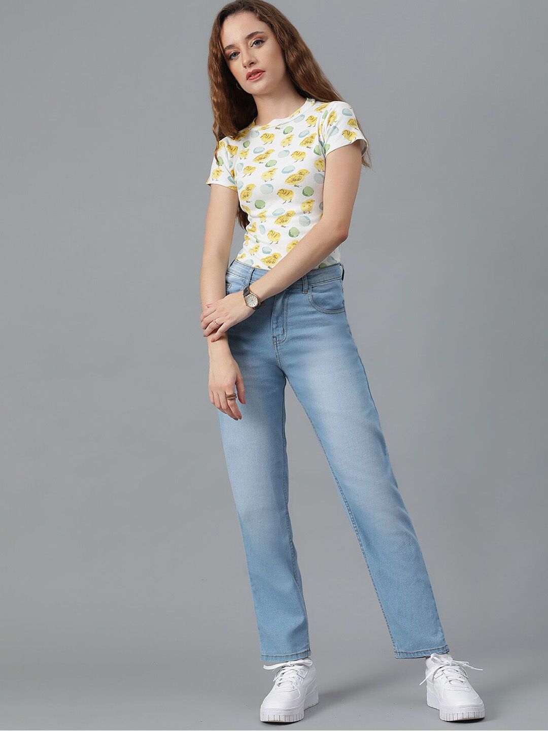 Kotty Women Jean Slim Fit High-Rise Light Fade Clean Look Stretchable Jeans