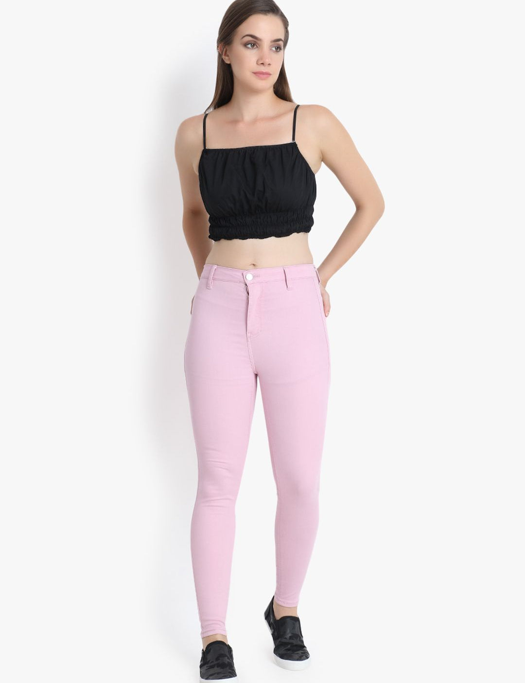 Kotty Women Pink Skinny Fit High-Rise Clean Look Stretchable Jeans