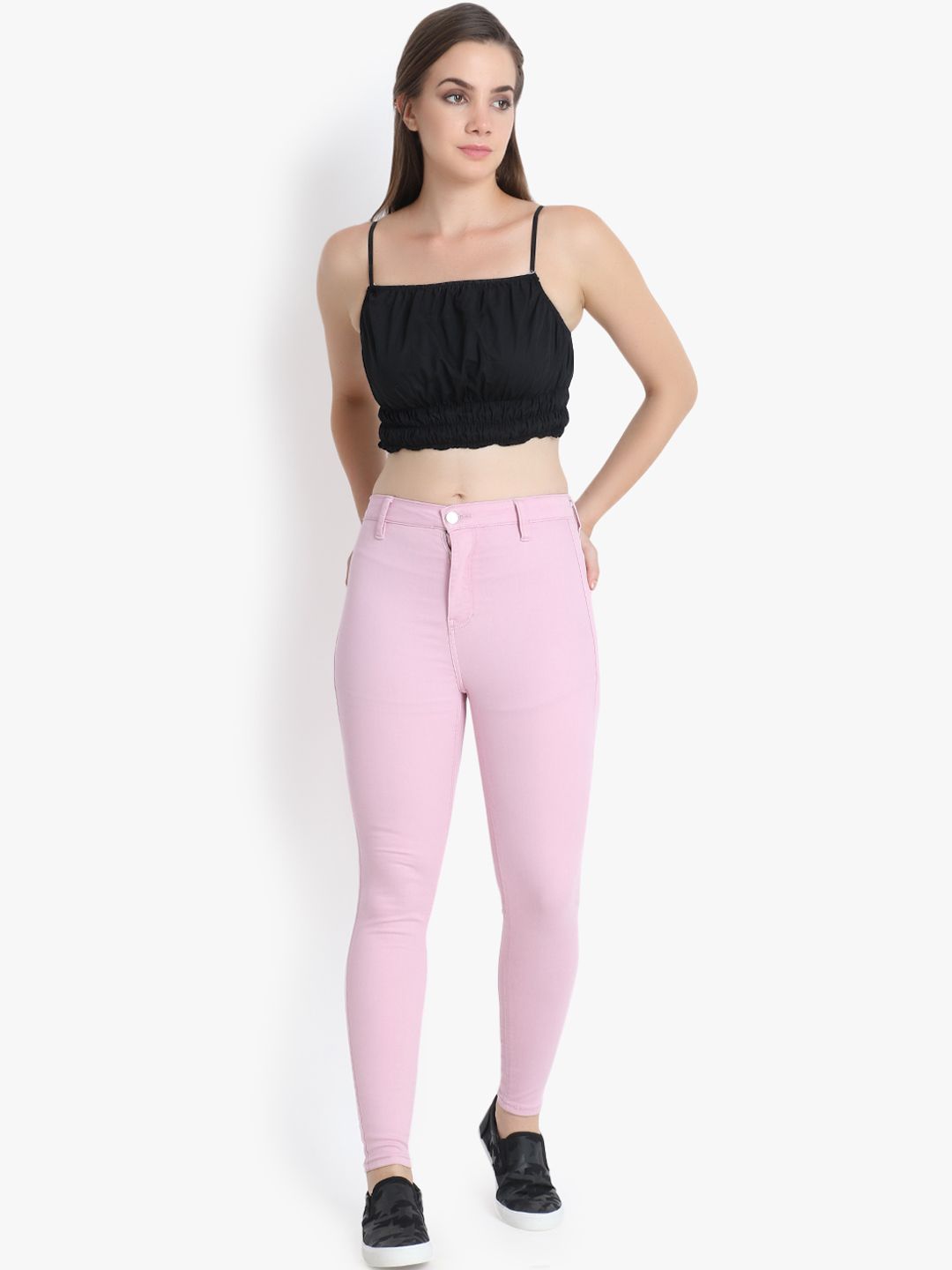 Kotty Women Pink Skinny Fit High-Rise Clean Look Stretchable Jeans