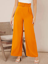 KOTTY BIZwear Women Relaxed Straight Fit High-Rise Easy Wash Pleated Parallel Trouser