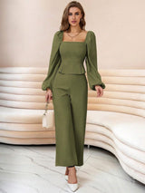 Kotty Square Neck Top With Trousers Co-Ords