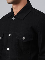 Kotty Men Spread Collar Long Sleeves Denim Jacket
