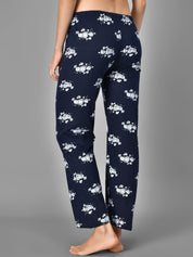 Kotty Women Blue & White Printed Night Suit