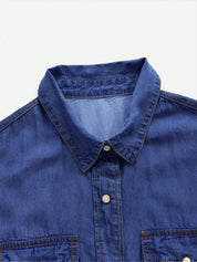 Kotty Blue Spread Collar Casual Shirt