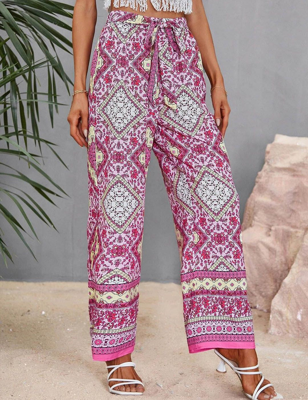 Kotty Women Multicoloured Ethnic Motifs Printed Relaxed High-Rise Easy Wash Trousers