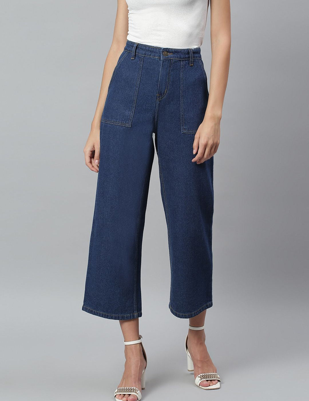 Kotty Women Navy Blue Regular Fit High-Rise Clean Look Stretchable Jeans