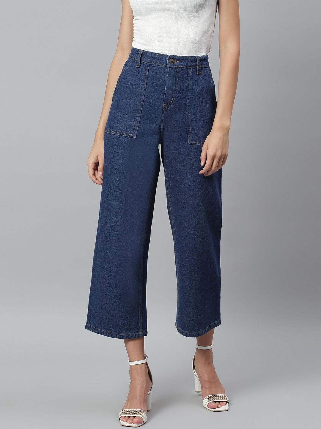 Kotty Women Navy Blue Regular Fit High-Rise Clean Look Stretchable Jeans