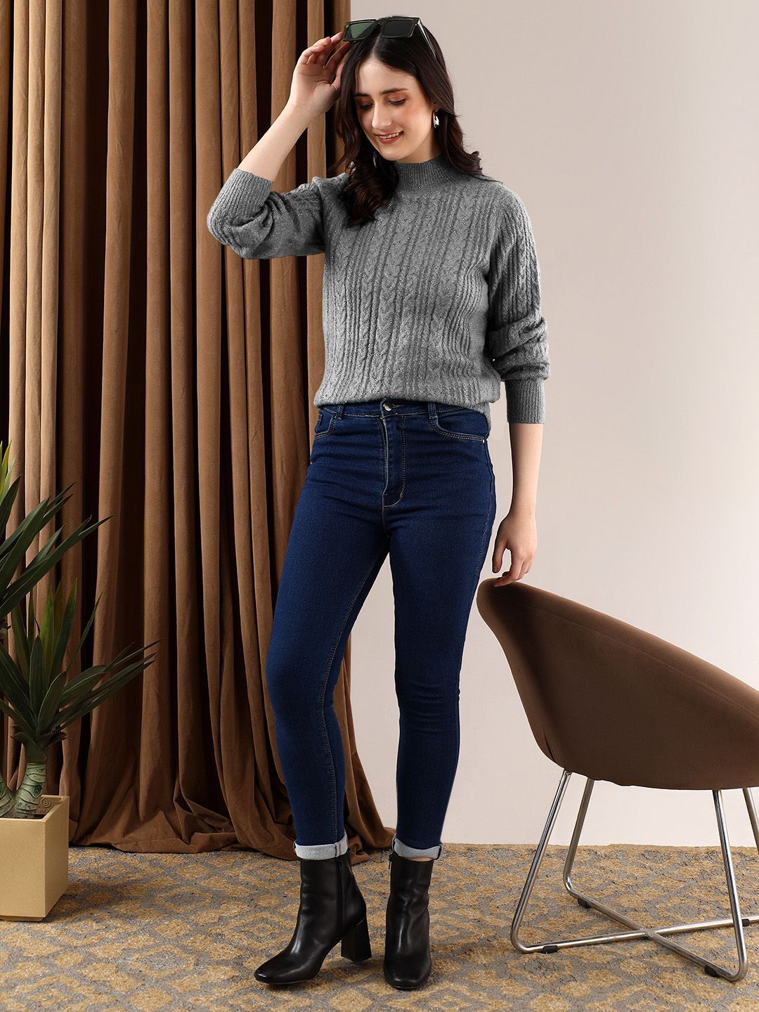 Kotty Women High Neck Pullover Sweater