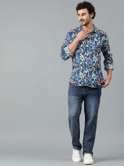 Kotty Men Spread Collar Floral Printed Casual Shirt