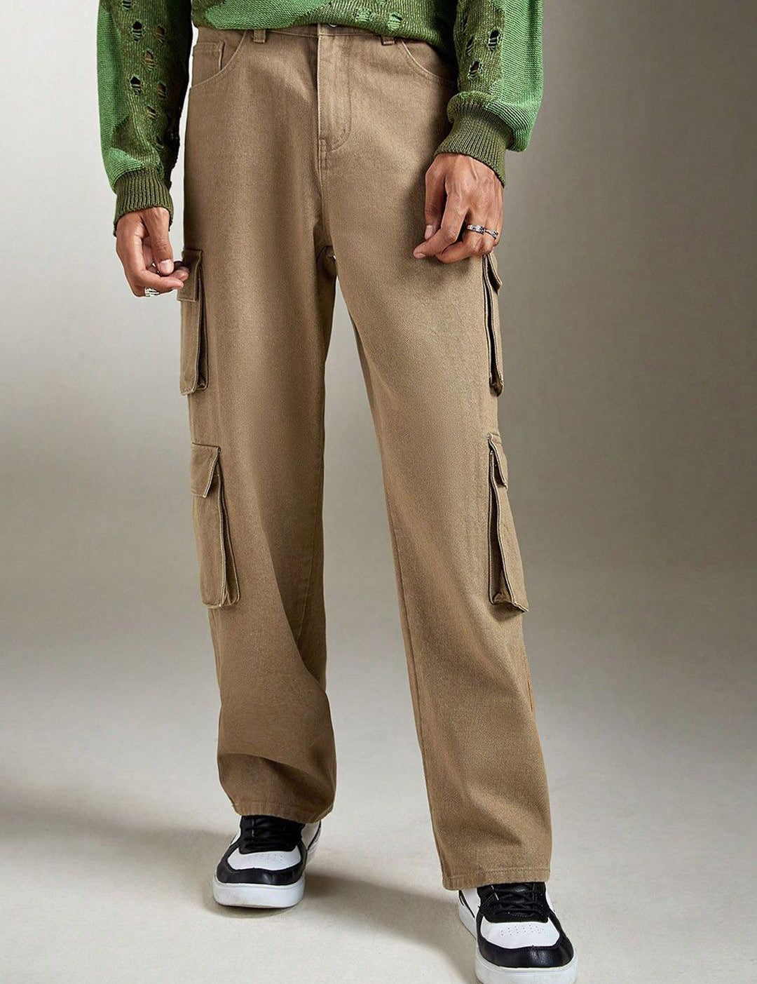 Kotty Men Jean Mid-Rise Wide Leg Stretchable Jeans