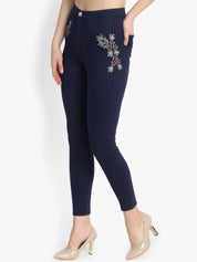 Kotty Women Navy Blue Skinny Fit High-Rise Clean Look Stretchable Jeans