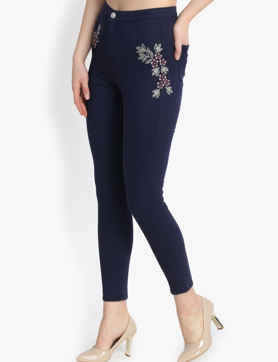 Kotty Women Navy Blue Skinny Fit High-Rise Clean Look Stretchable Jeans