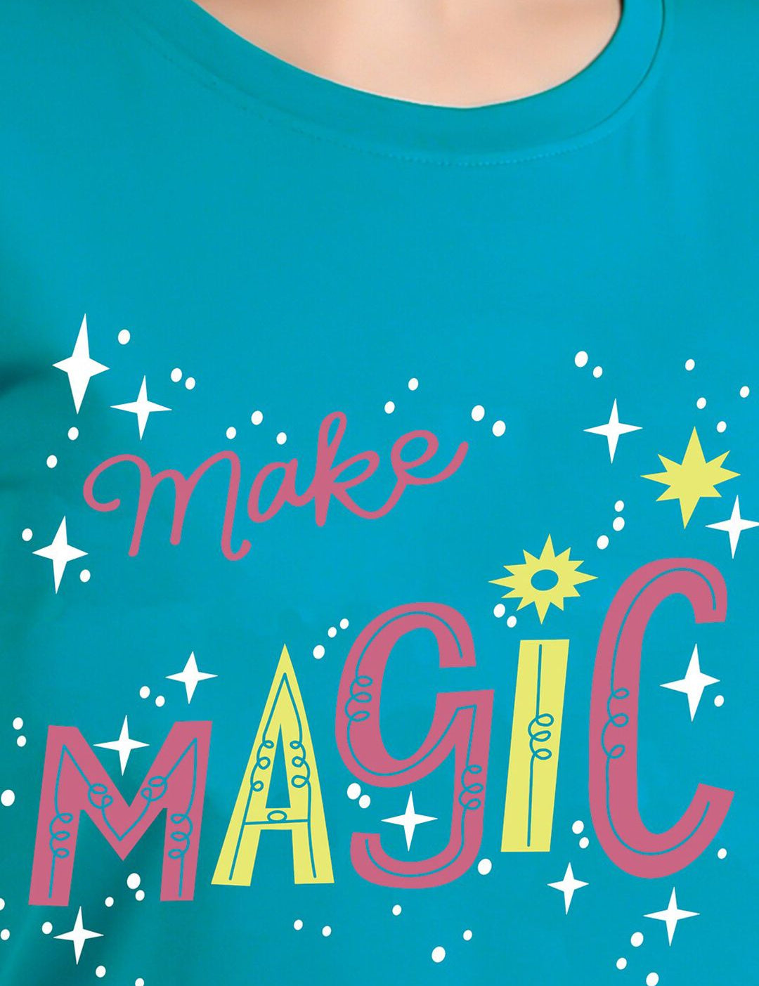 Kotty Typography Printed Cotton T-shirt