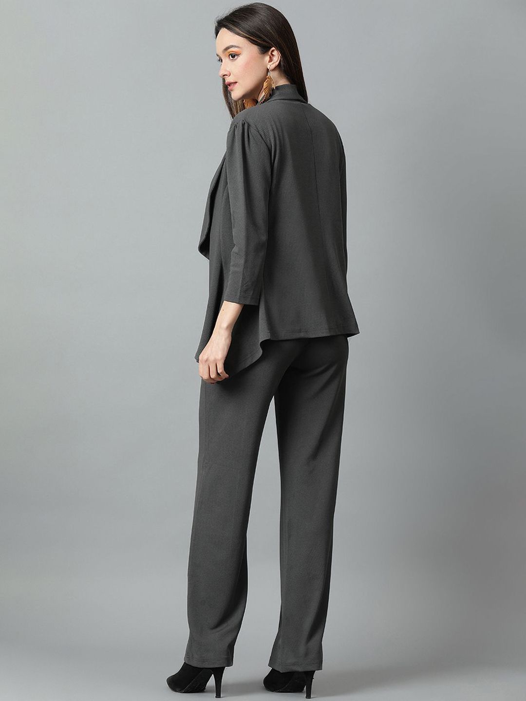 Kotty Grey Shawl Neck Blazer And Trousers