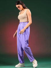 Kotty Women Solid Relaxed Mid-Rise Regular FitPleated RegularTrousers