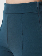 Kotty Women Green Relaxed Straight Fit High-Rise Easy Wash Trousers