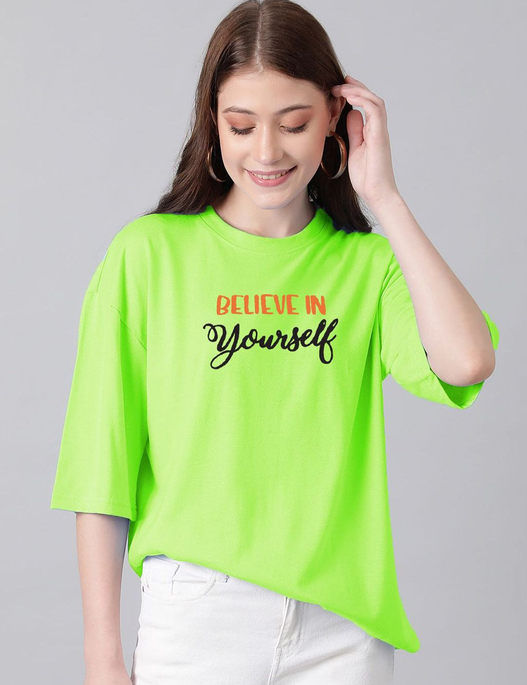 Kotty Printed Drop-Shoulder Sleeves Cotton T-shirt