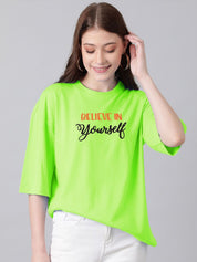 Kotty Printed Drop-Shoulder Sleeves Cotton T-shirt
