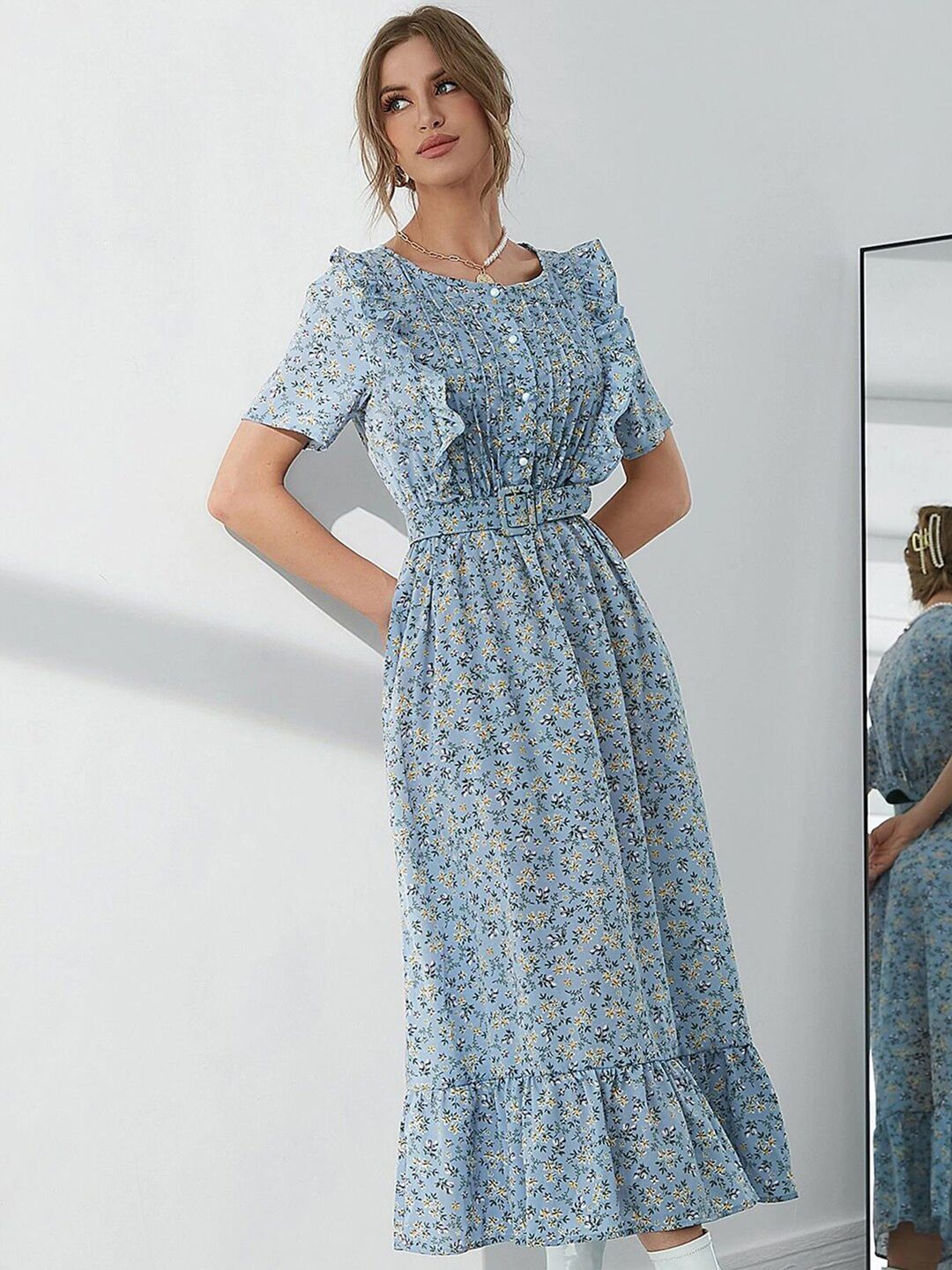 Kotty Floral Printed Midi Fit & Flare Dress