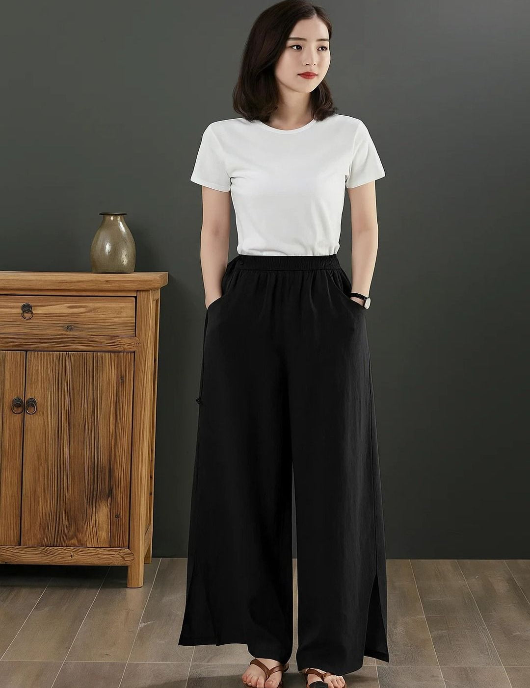 Kotty Women Loose Fit High-Rise Easy Wash Pleated Trousers