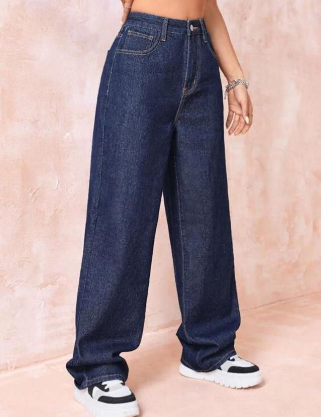 Kotty Women Wide Leg High-Rise Clean Look Stretchable Jeans