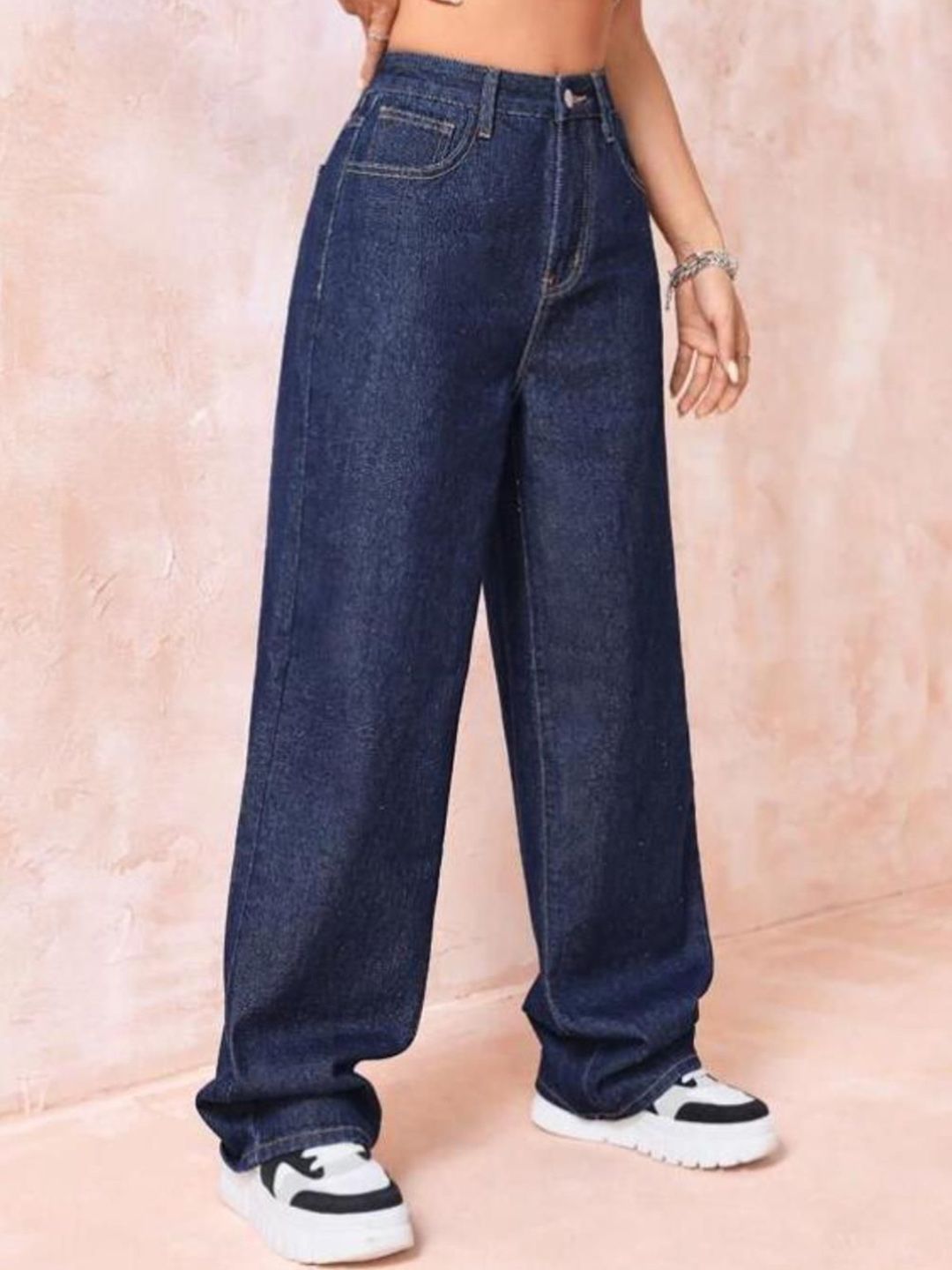 Kotty Women Wide Leg High-Rise Clean Look Stretchable Jeans
