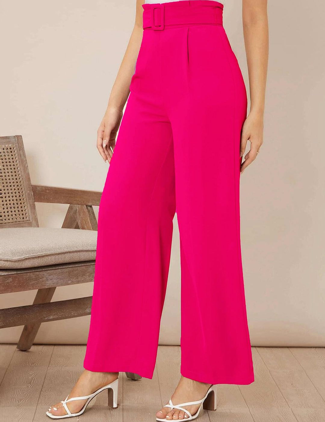 KOTTY BIZwear Women Relaxed Straight Fit High-Rise Easy Wash Pleated Trousers