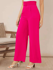 KOTTY BIZwear Women Relaxed Straight Fit High-Rise Easy Wash Pleated Trousers