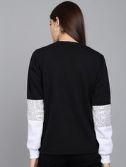 Kotty Women Black Colourblocked Sweatshirt