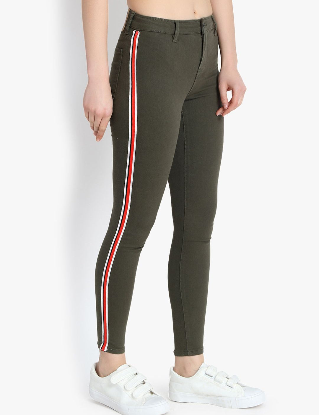 Kotty Women Olive Green Skinny Fit High-Rise Clean Look Jeans