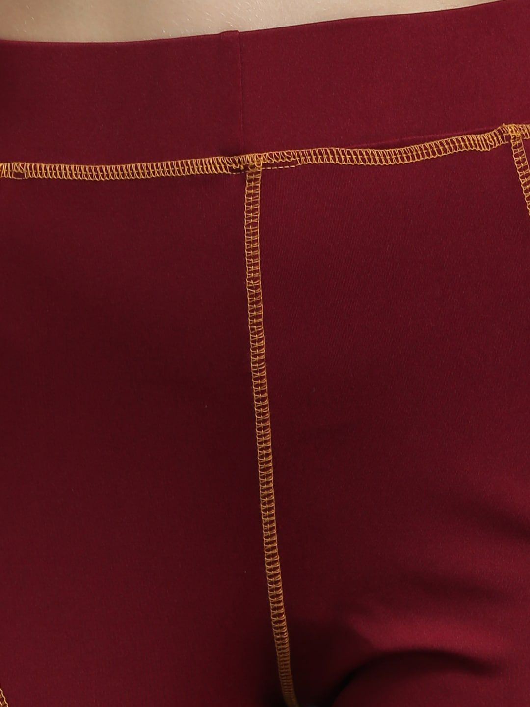 Kotty Women Yellow & Maroon Colourblocked Tights