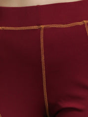 Kotty Women Yellow & Maroon Colourblocked Tights