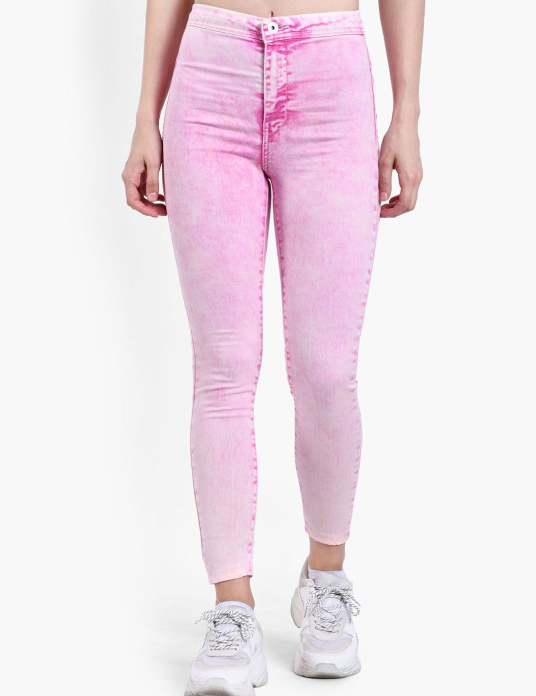 Kotty Women Pink Skinny Fit High-Rise Clean Look Cropped Jeans