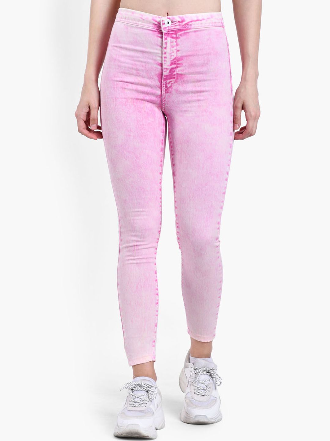 Kotty Women Pink Skinny Fit High-Rise Clean Look Cropped Jeans